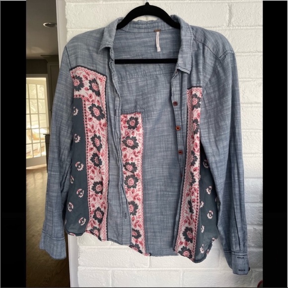 Free People Chambray Bandana Print Button Down - Picture 5 of 5